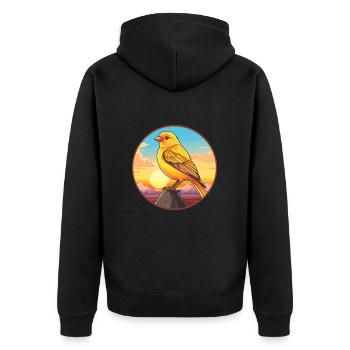 Canari oiseau coloré aquarelle dessin animé kawaii animal de compagnie - Veste à capuche bio Premium Unisexe - noir - Dos - Nico (187cm)