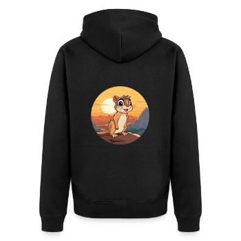 Chipmunk Colorful Watercolor Cartoon Kawaii Animal - Unisex Premium Organic Zip Hoodie - black - Back - Nico (187cm)