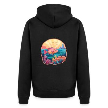 Coral Reef Fish Colorful Watercolor Cartoon Kawaii - Unisex Premium Organic Zip Hoodie - black - Back - Nico (187cm)