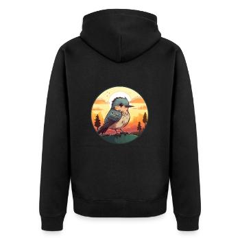 Cuckoo Colorful Watercolor Cartoon Kawaii Animal - Unisex Premium Organic Zip Hoodie - black - Back - Nico (187cm)