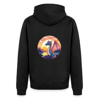 Dragon Aquarelle Colorée Dessin Animé Kawaii Animal - Veste à capuche bio Premium Unisexe - noir - Dos - Nico (187cm)