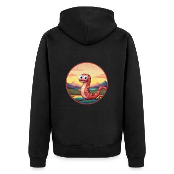 Ver de terre coloré aquarelle dessin animé kawaii animal de compagnie - Veste à capuche bio Premium Unisexe - noir - Dos - Nico (187cm)