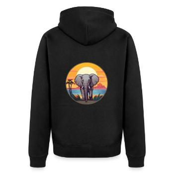 Elephant Colorful Watercolor Cartoon Kawaii Animal - Unisex Premium Organic Zip Hoodie - black - Back - Nico (187cm)