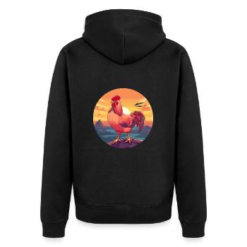 Huhn buntes Aquarell Cartoon Kawaii Tier - Unisex Premium Bio Zip Hoodie - Schwarz - Hinten - Nico (187cm)