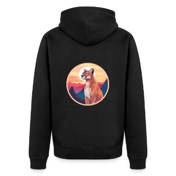 Cougar Colorful Watercolor Cartoon Kawaii Animal - Unisex Premium Organic Zip Hoodie - black - Back - Nico (187cm)