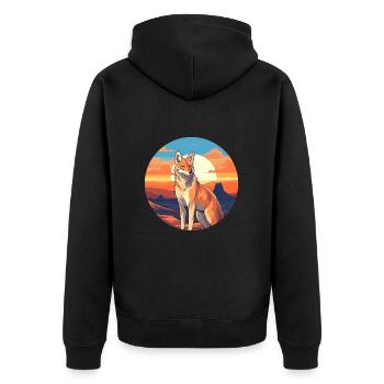 Coyote Colorful Watercolor Cartoon Kawaii Animal - Unisex Premium Organic Zip Hoodie - black - Back - Nico (187cm)