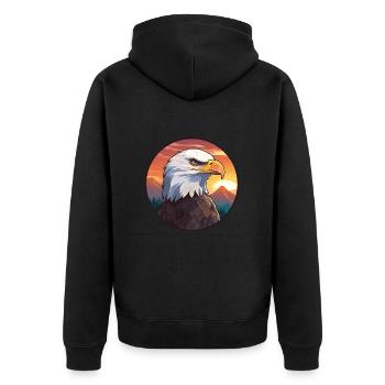 Eagle Colorful Watercolor Cartoon Kawaii Animal - Unisex Premium Organic Zip Hoodie - black - Back - Nico (187cm)