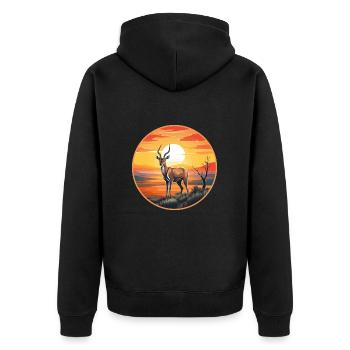 Impala Buntes Aquarell Cartoon Kawaii Tier - Unisex Premium Bio Zip Hoodie - Schwarz - Hinten - Nico (187cm)
