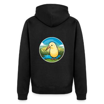 Kiwi Vogel Buntes Aquarell Cartoon Kawaii Haustier - Unisex Premium Bio Zip Hoodie - Schwarz - Hinten - Nico (187cm)
