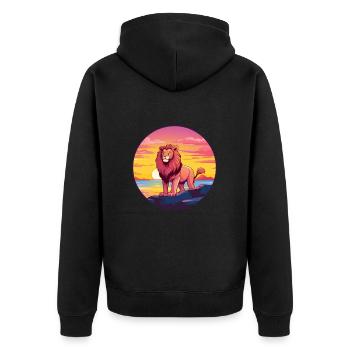 Lion Aquarelle Colorée Dessin Animé Kawaii Animal - Veste à capuche bio Premium Unisexe - noir - Dos - Nico (187cm)