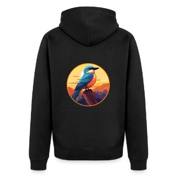 Jay Vogel Buntes Aquarell Cartoon Kawaii Tier - Unisex Premium Bio Zip Hoodie - Schwarz - Hinten - Nico (187cm)