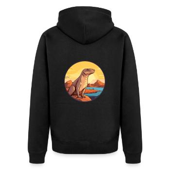 Komodo Dragon Aquarelle Colorée Dessin Animé Kawaii - Veste à capuche bio Premium Unisexe - noir - Dos - Nico (187cm)