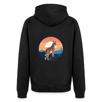 Luchs Buntes Aquarell Cartoon Kawaii Tier - Unisex Premium Bio Zip Hoodie - Schwarz - Hinten - Nico (187cm)