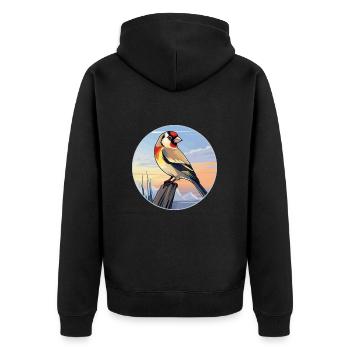 Stieglitz Bunte Aquarell-Karikatur Kawaii Haustier - Unisex Premium Bio Zip Hoodie - Schwarz - Hinten - Nico (187cm)