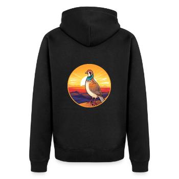 Perdrix coloré aquarelle dessin animé Kawaii animal de compagnie - Veste à capuche bio Premium Unisexe - noir - Dos - Nico (187cm)