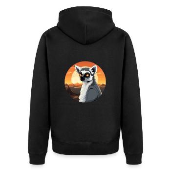 Lemur Colorful Watercolor Cartoon Kawaii Animal - Unisex Premium Organic Zip Hoodie - black - Back - Nico (187cm)