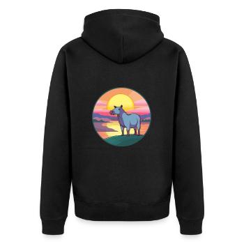 Tapir Aquarelle Colorée Dessin Animé Kawaii Animal - Veste à capuche bio Premium Unisexe - noir - Dos - Nico (187cm)