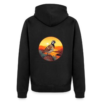 Wachtel buntes Aquarell Cartoon Kawaii Tier - Unisex Premium Bio Zip Hoodie - Schwarz - Hinten - Nico (187cm)