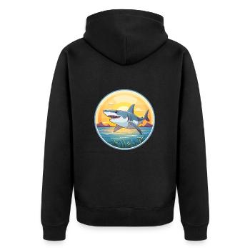 Requin Aquarelle Colorée Dessin Animé Kawaii Animal - Veste à capuche bio Premium Unisexe - noir - Dos - Nico (187cm)