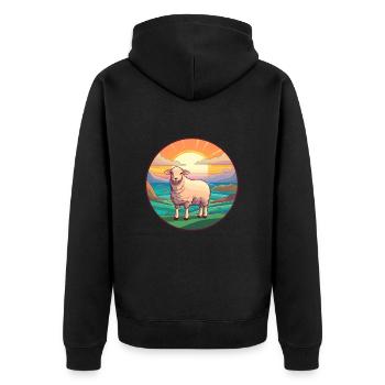 Schaf Buntes Aquarell Cartoon Kawaii Tier - Unisex Premium Bio Zip Hoodie - Schwarz - Hinten - Nico (187cm)