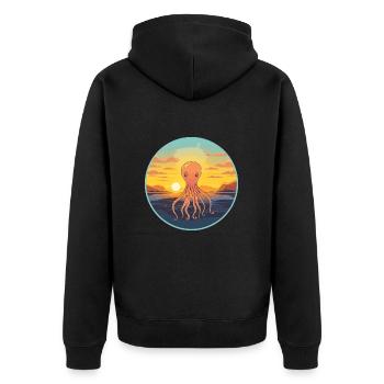 Squid Colorful Watercolor Cartoon Kawaii Animal - Unisex Premium Organic Zip Hoodie - black - Back - Nico (187cm)