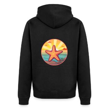 Seestern Buntes Aquarell Cartoon Kawaii Tier - Unisex Premium Bio Zip Hoodie - Schwarz - Hinten - Nico (187cm)