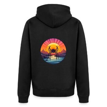 Spinne buntes Aquarell Cartoon Kawaii Tier - Unisex Premium Bio Zip Hoodie - Schwarz - Hinten - Nico (187cm)