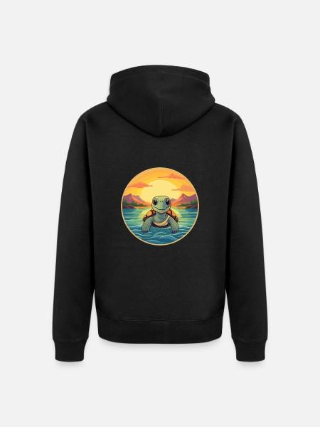 Tortuga Acuarela Colorida Dibujos Animados Kawaii Animal - Premium økologisk unisex-hættejakke - sort