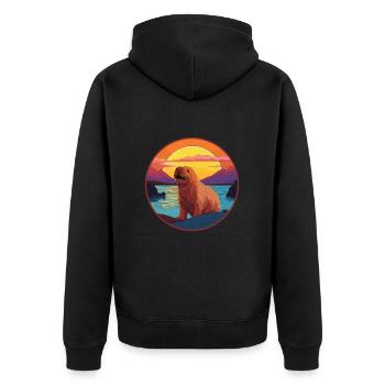 Walrus Colorful Watercolor Cartoon Kawaii Animal - Unisex Premium Organic Zip Hoodie - black - Back - Nico (187cm)