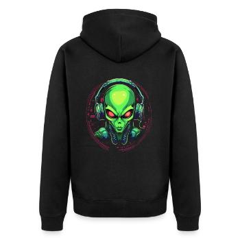 Alien avec des écouteurs Extraterrestrial DJ Music - Veste à capuche bio Premium Unisexe - noir - Dos - Nico (187cm)