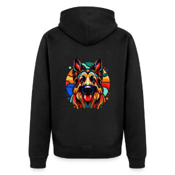 Painted Dog five - Unisex Premium Bio Zip Hoodie - Schwarz - Hinten - Nico (187cm)