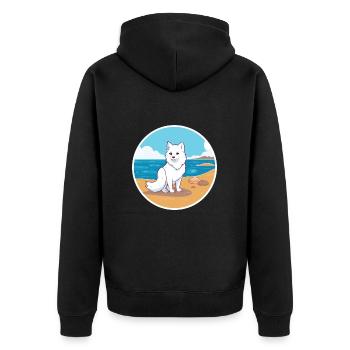 Arktisfuchs Aquarell Cartoon Kawaii Clipart Haustier - Unisex Premium Bio Zip Hoodie - Schwarz - Hinten - Nico (187cm)