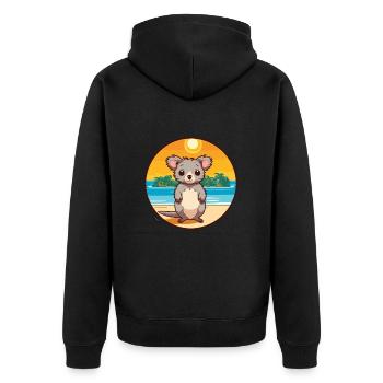 Aye Aye Aquarell Cartoon Kawaii Clipart Tier - Unisex Premium Bio Zip Hoodie - Schwarz - Hinten - Nico (187cm)