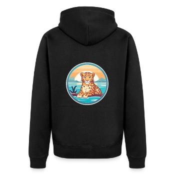 Amur Leopard Watercolor Cartoon Kawaii Clipart Pet - Unisex Premium Organic Zip Hoodie - black - Back - Nico (187cm)