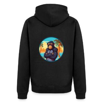 Bonobo Watercolor Cartoon Kawaii Clipart Animal - Unisex Premium Organic Zip Hoodie - black - Back - Nico (187cm)