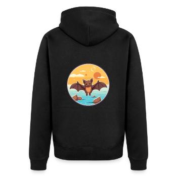 Fledermaus Aquarell Cartoon Kawaii Clipart Tier - Unisex Premium Bio Zip Hoodie - Schwarz - Hinten - Nico (187cm)