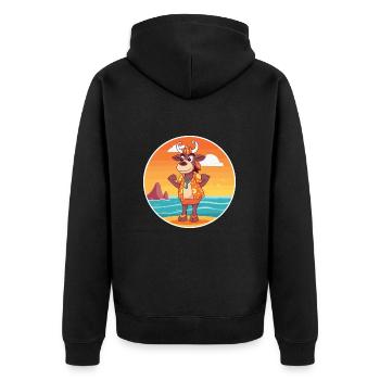 Bongo Aquarell Cartoon Kawaii Clipart Tier - Unisex Premium Bio Zip Hoodie - Schwarz - Hinten - Nico (187cm)