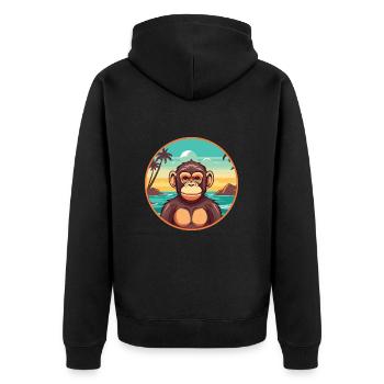 Chimpanzé aquarelle dessin animé Kawaii Clipart animal de compagnie - Veste à capuche bio Premium Unisexe - noir - Dos - Nico (187cm)
