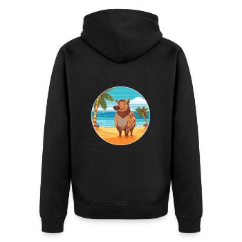 Boar Watercolor Cartoon Kawaii Clipart Animal - Unisex Premium Organic Zip Hoodie - black - Back - Nico (187cm)