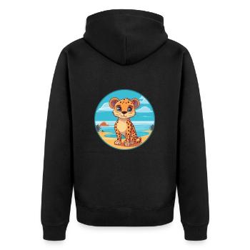 Cheetah Watercolor Cartoon Kawaii Clipart Animal - Unisex Premium Organic Zip Hoodie - black - Back - Nico (187cm)
