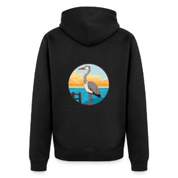 Kranich Aquarell Cartoon Kawaii Clipart Tier - Unisex Premium Bio Zip Hoodie - Schwarz - Hinten - Nico (187cm)