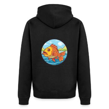 Poisson Aquarelle Dessin Animé Kawaii Clipart Animal - Veste à capuche bio Premium Unisexe - noir - Dos - Nico (187cm)