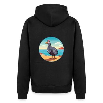 Pintade aquarelle dessin animé Kawaii Clipart animal de compagnie - Veste à capuche bio Premium Unisexe - noir - Dos - Nico (187cm)