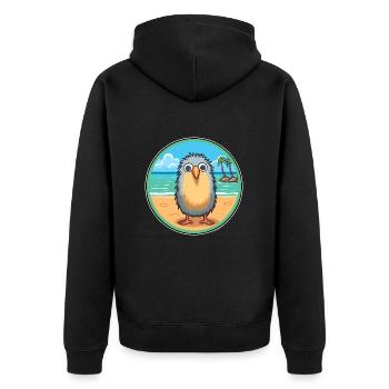 Kiwi Aquarell Cartoon Kawaii Clipart Tier - Unisex Premium Bio Zip Hoodie - Schwarz - Hinten - Nico (187cm)