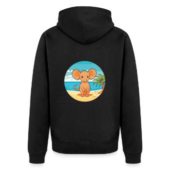 Elephant Shrew Watercolor Cartoon Kawaii Animal - Unisex Premium Organic Zip Hoodie - black - Back - Nico (187cm)