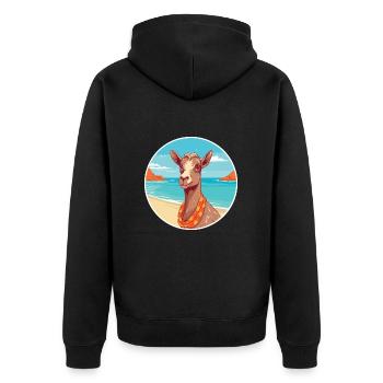 Ziege Aquarell Cartoon Kawaii Clipart Tier - Unisex Premium Bio Zip Hoodie - Schwarz - Hinten - Nico (187cm)