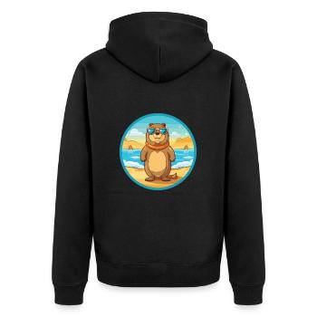 Gopher Watercolor Cartoon Kawaii Clipart Animal - Unisex Premium Organic Zip Hoodie - black - Back - Nico (187cm)