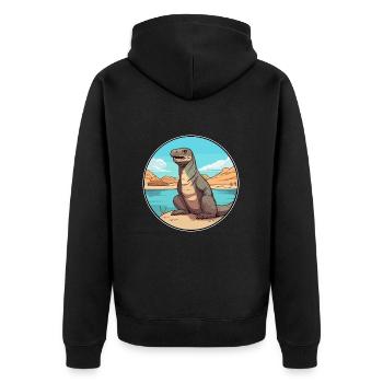 Komodo Dragon Aquarelle Dessin Animé Kawaii Animal - Veste à capuche bio Premium Unisexe - noir - Dos - Nico (187cm)