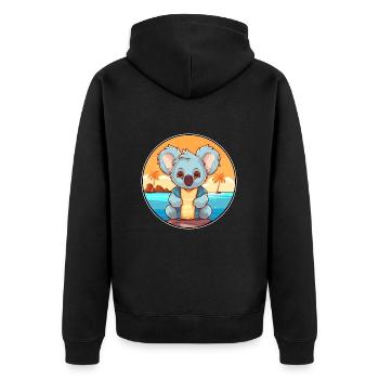 Koala Aquarell Cartoon Kawaii Clipart Tier - Unisex Premium Bio Zip Hoodie - Schwarz - Hinten - Nico (187cm)