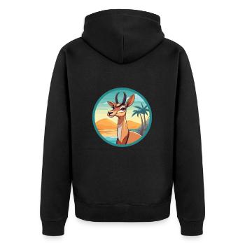 Impala Aquarell Karikatur Kawaii Clipart Tier - Unisex Premium Bio Zip Hoodie - Schwarz - Hinten - Nico (187cm)